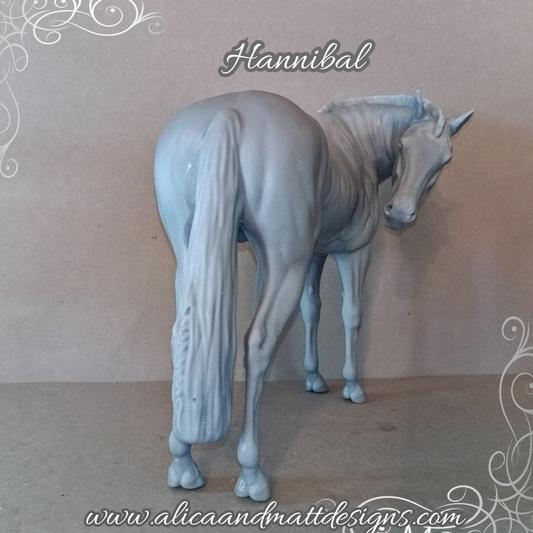 Hengst Hannibal mit geflochtenem Schweif-Zopf als 3D Druck