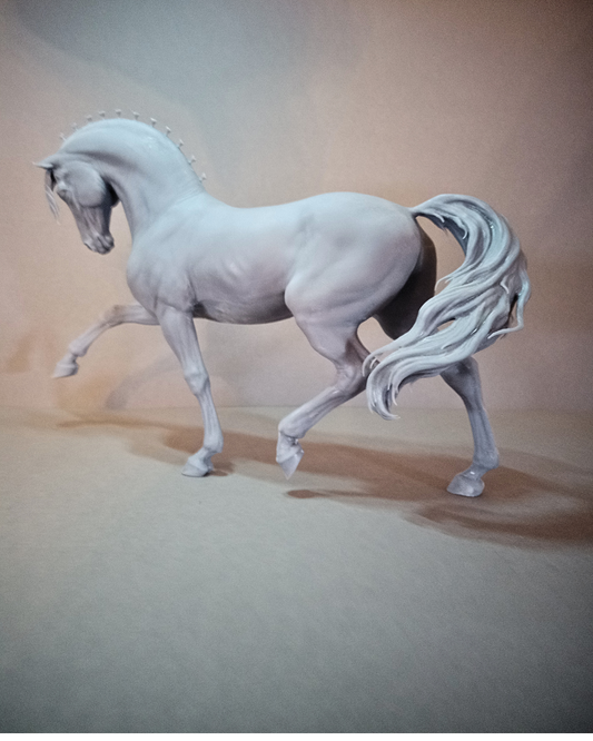 Andalusier Hengst Dressurpose Dressurmähne Modell Pferd 3D Druck
