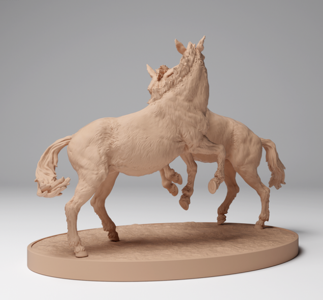 Fighting Mongolian wild stallions from Animal den miniatures