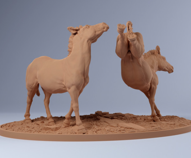 Fighting Zebras by Animal den miniatures