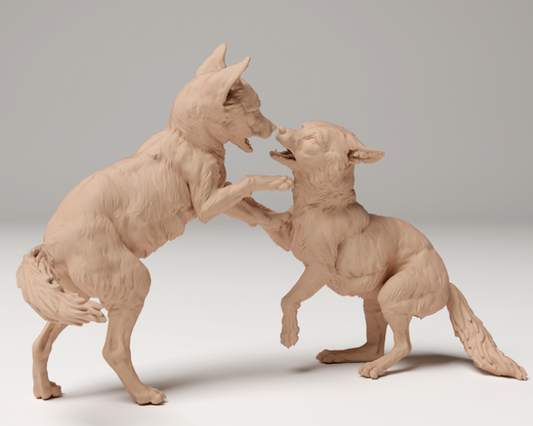 Die zwei spielenden Fuchswelpen von Animal den miniatures