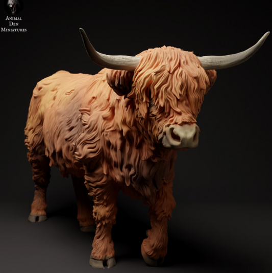 Running Scottish Highland cattle from Animal den miniatures