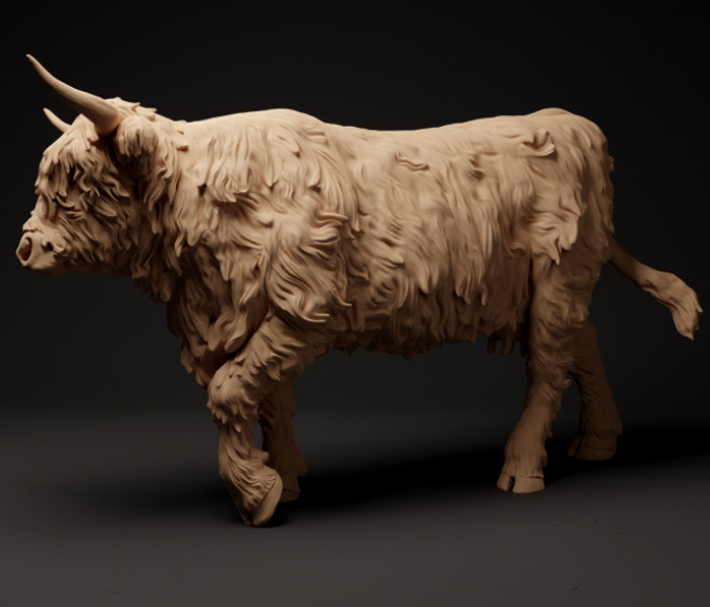 Bovins écossais des Highlands en course, d'Animal Den Miniatures