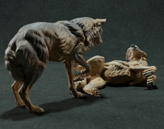 Spielende Iberische Wölfe von Animal den miniatures