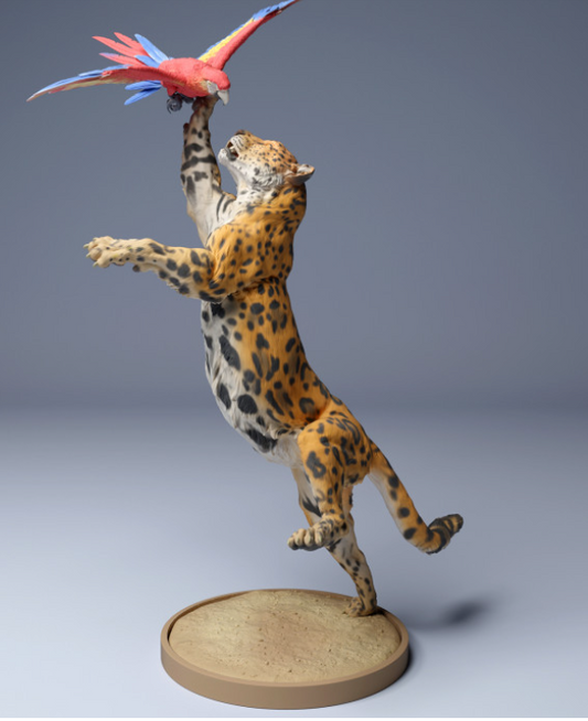 Jaguar catches a parrot by Animal den miniatures