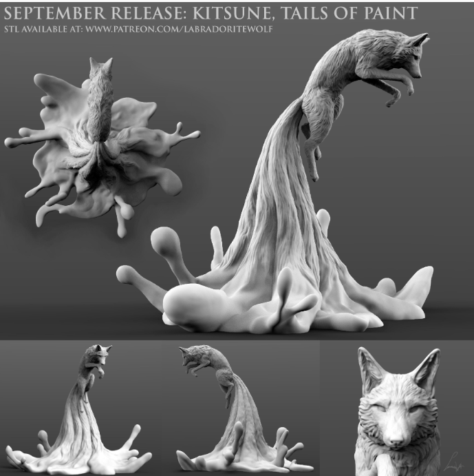 Water Fox by LabradoriteWolf / Available in several colors