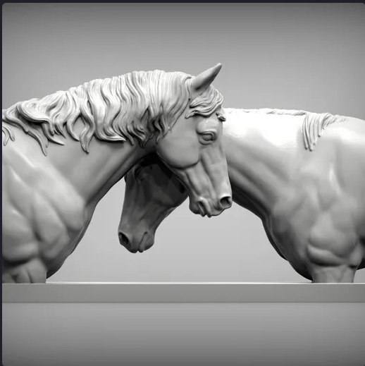 Schmusende Pferde als Büste von Akuzmenko