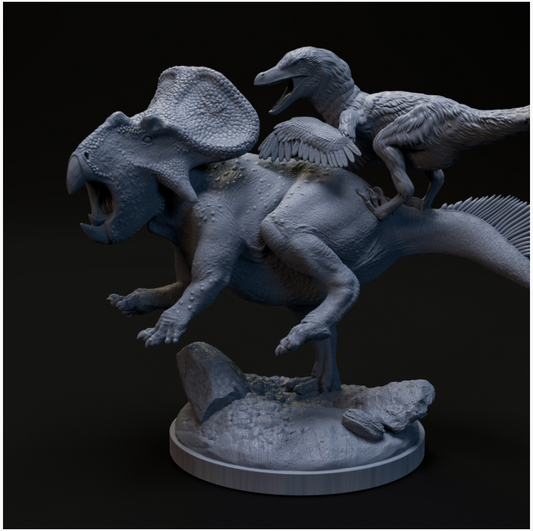 Protoceratops wird angegriffen von Dino and Dog