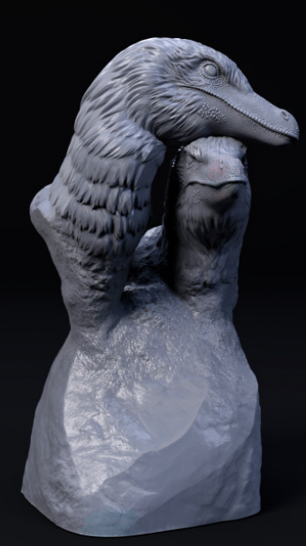 Buste de vélociraptor en peluche par Dion et Dog