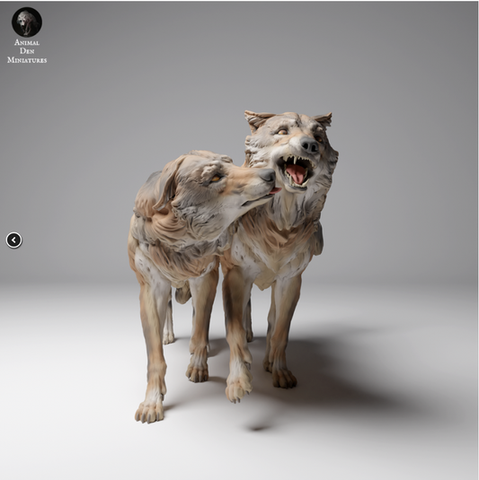 Playing Mongolian wolves by Animal den miniatures