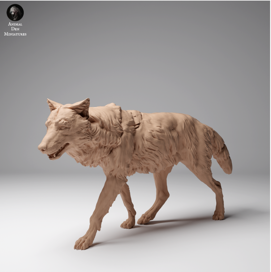 Running Mongolian Wolf by Animal den miniatures