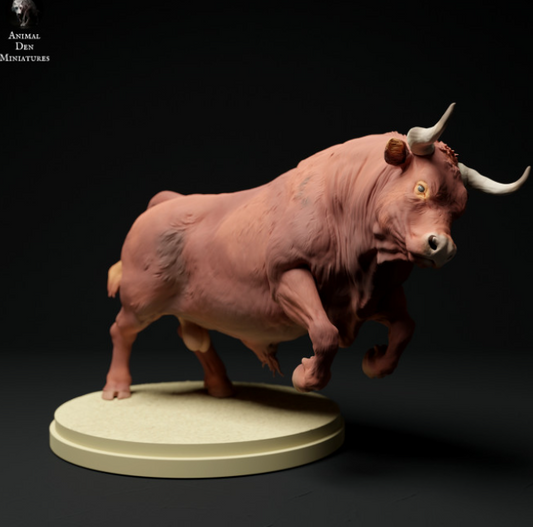 Red Devon Bull running from Animal den miniatures