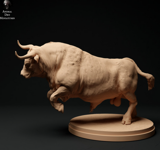 Red Devon Bull running from Animal den miniatures