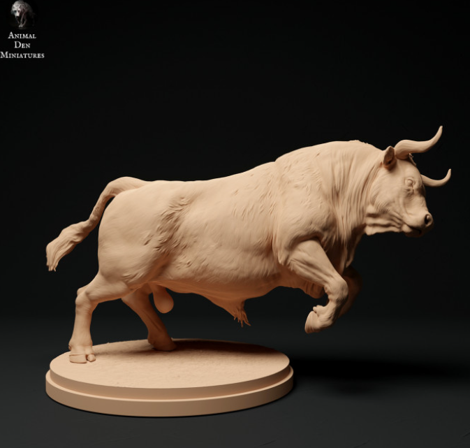 Roter Devon Bulle rennt von Animal den miniatures