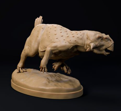 Psittacosaure courant près de Dion et Dog