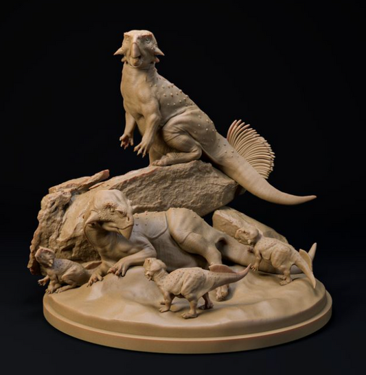 Psittacosaurus family by Dion and Dog