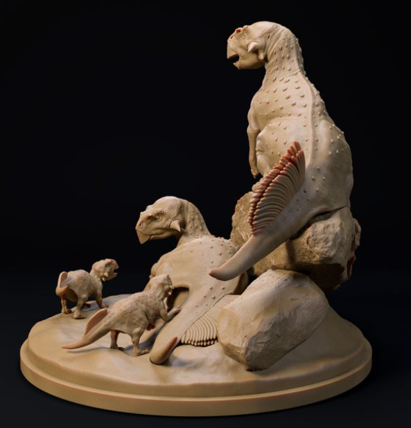 Psittacosaurus family by Dion and Dog