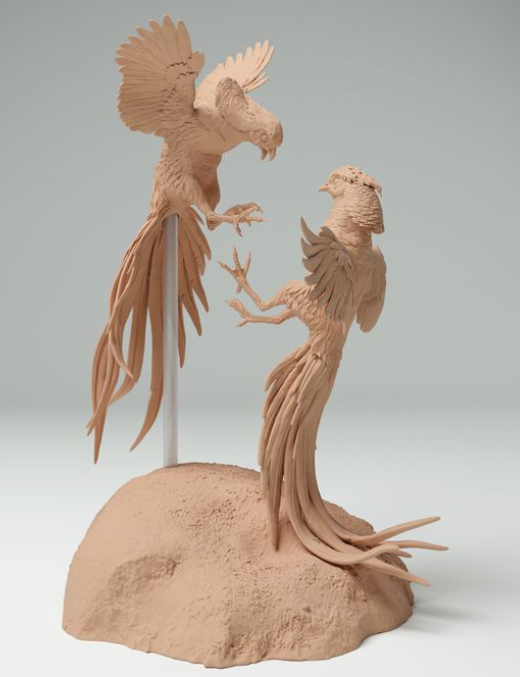 Kämpfende Goldfasane von Animal den miniatures als 3D Druck