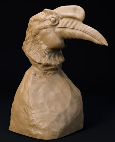 Nashornvogel Büste von Dino and Dog als 3D Druck