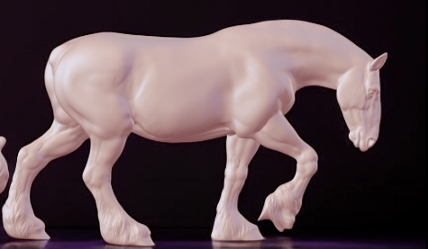 Modell Pferd Draft Horse Stute zum custen und hairen basteln gehend ohne Schweif und Mähne
