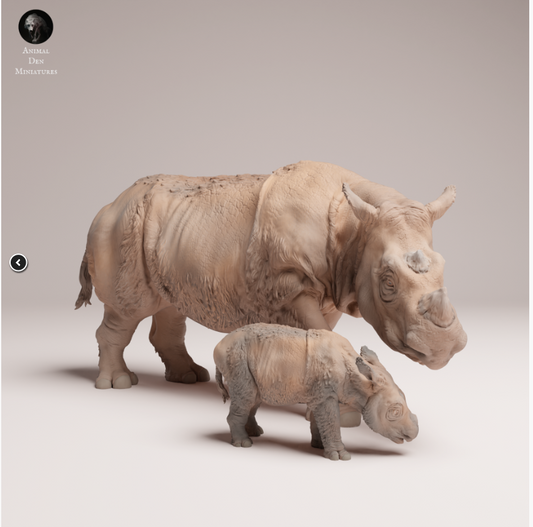 Sumatra Nashorn-Mutter mit Baby von Animal den miniatures als 3D Druck