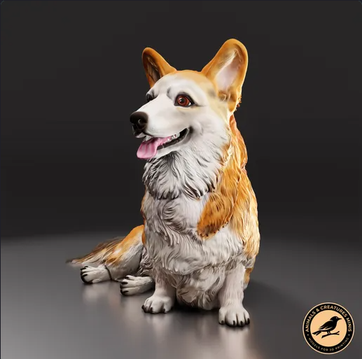 Lying Corgi by animals and creatures minis as 3D print