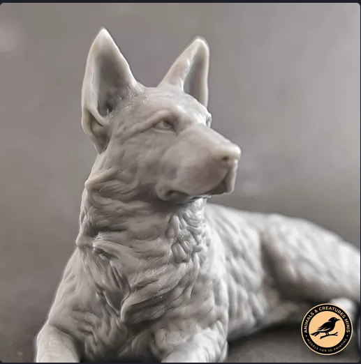 Lying german shepherd by animals and creatures minis as 3D print