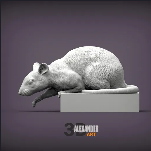 Rat is looking down by Azukmenko as 3D print