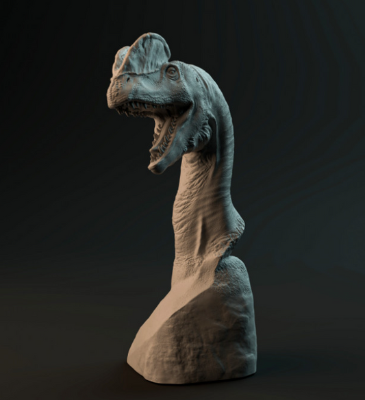 Dilophosaurus bust by Dino and Dog as 3D print