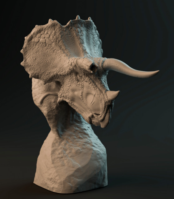 Triceratops Büste von Dino and Dog als 3D Druck
