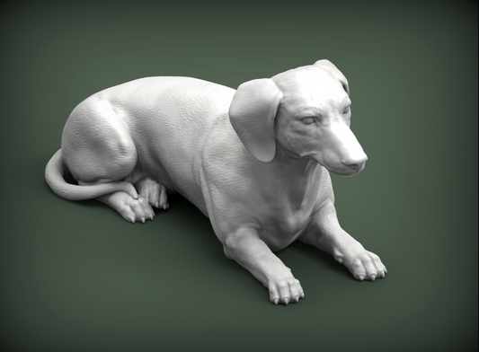 Teckel couché d'Akuzmenko en impression 3D