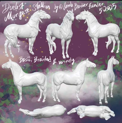 Murgese-Hengst "Duelist" von Carola Funder als 3D Druck / wehende Mähnenversion