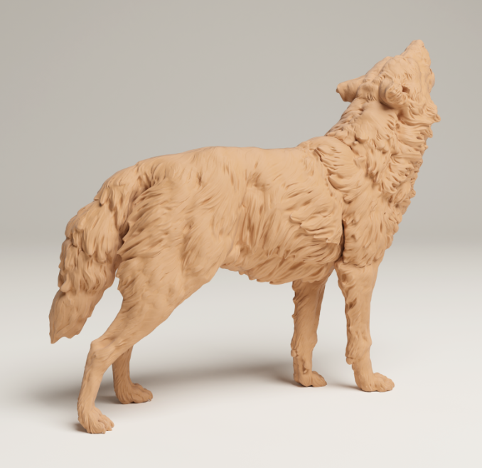 Heulender Grauer Wolf von Animal den miniatures als 3D Druck