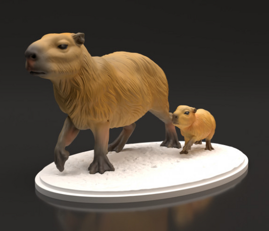Capybara Muttertier mit Baby von Animal den miniatures als 3D Druck