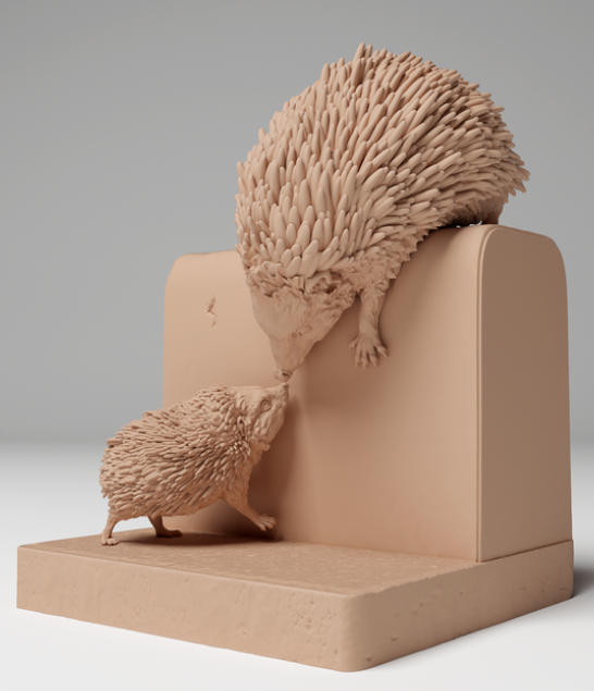 Europäischer Igel mit Jungen von Animal den miniatures als 3D Druck