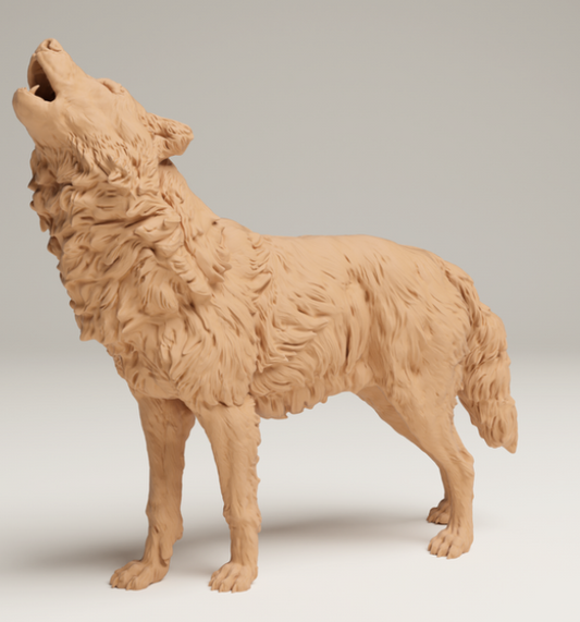 Grauer Wolf heult von Animal den miniatures als 3D Druck