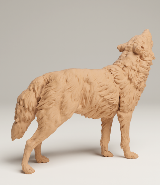 Grauer Wolf heult von Animal den miniatures als 3D Druck