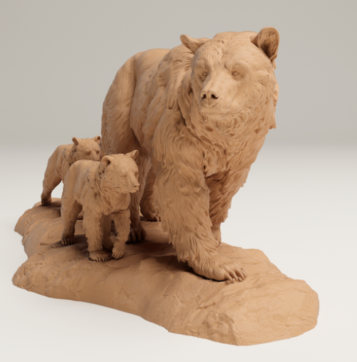 Grizzly Familie von animal den miniatures als 3D Druck