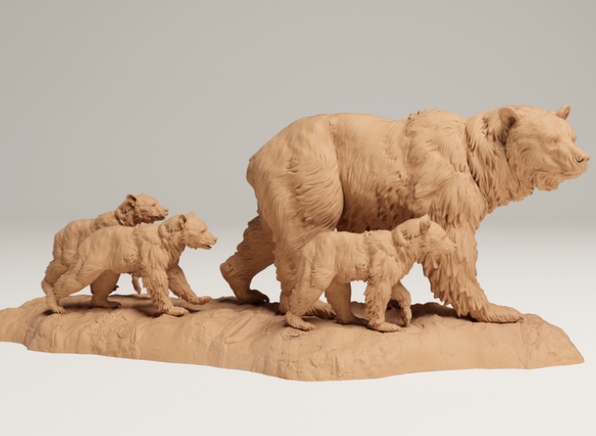 Grizzly Familie von animal den miniatures als 3D Druck