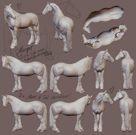 Irish Cob mare "Pepper" by Carola Funder as 3D print / 2 mane versions available