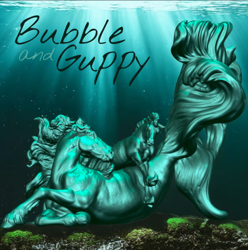 Hyppocampus Mutter mit Fohlen "Bubble und Guppy" von PrintedPonies als 3D Druck