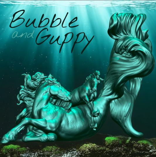 Hyppocampus mother with foal "Bubble and Guppy" by PrintedPonies as 3D print
