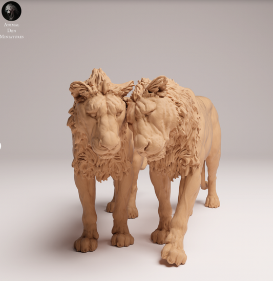 Schmusendes Löwen-Pärchen von Animal den miniatures als 3D Druck