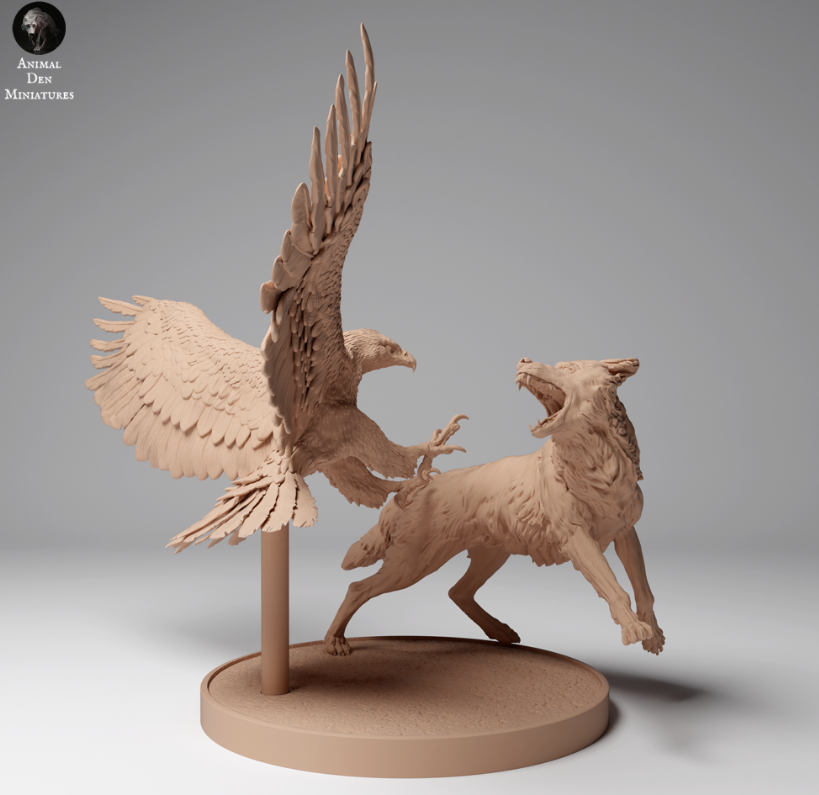 Adler greift Wolf an von Animal den miniatures als 3D Druck