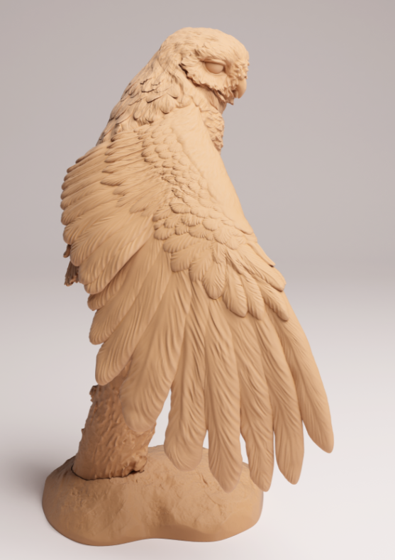 Kaninchenkauz auf Stamm von Animal den miniatures