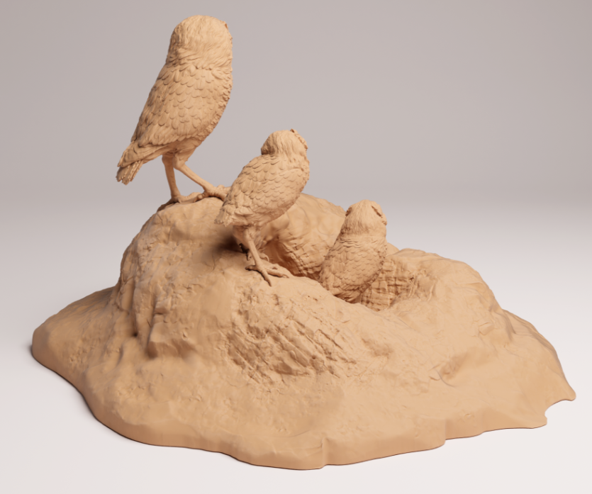 Kaninchenkauz mit Jungen von Animal den miniatures als 3D Druck