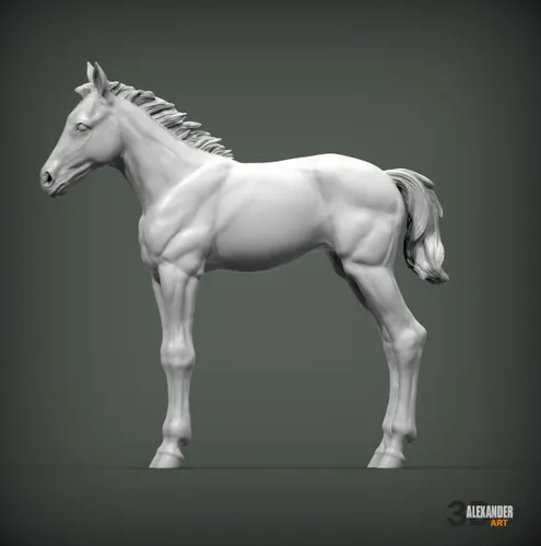 Standing foal of Azukmenko as 3D print