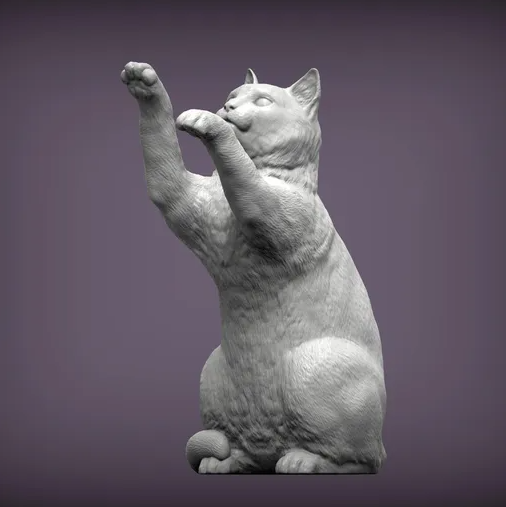 Playing cat by Azukmenko as 3D print