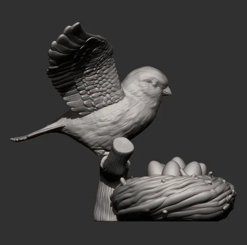 Sperling mit Nest von Azukmenko als 3D Druck