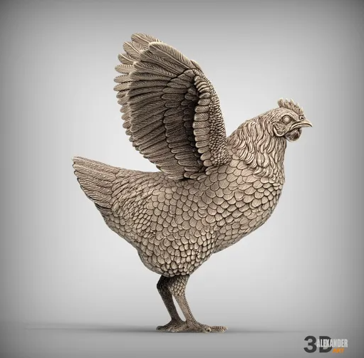 Chicken flapping its wings by Akuzmenko as 3D print